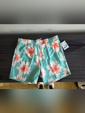 Trunks Surf & Swim Co Men’s XL Mint Floral 6.5" Swim Shorts NWT